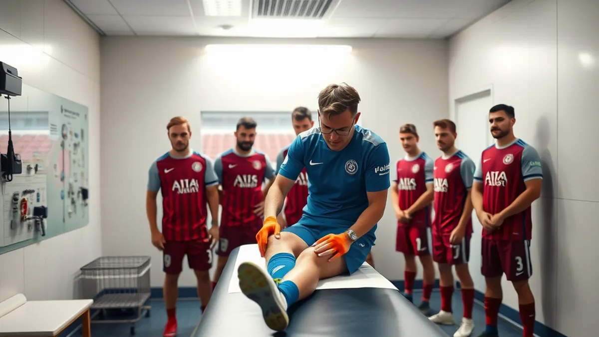 Frenkie de Jong recibiendo atención médica por lesión del ligamento en rodilla, dicen Barça